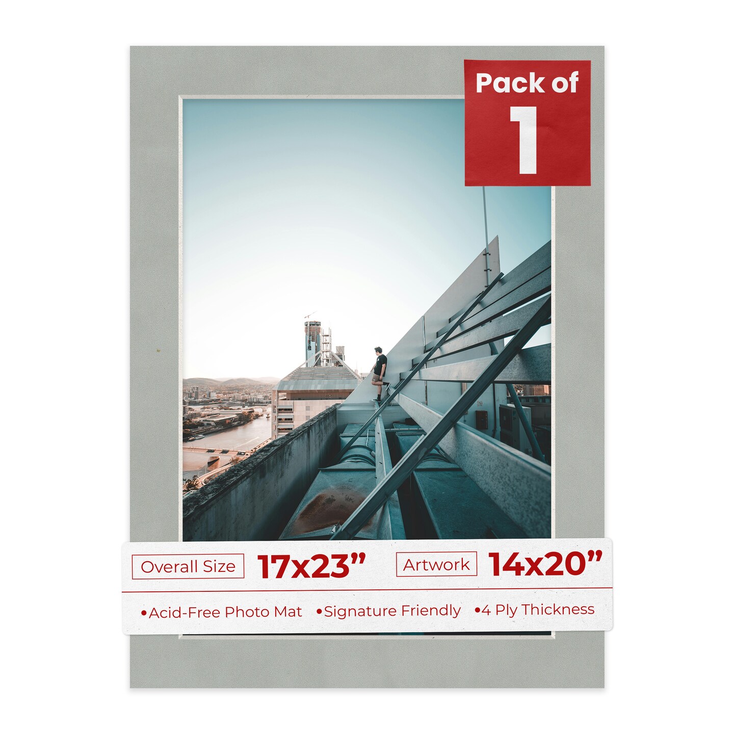 Light Grey Suede Mat Board for 17x23 Frames - Fits 14x20 Photos