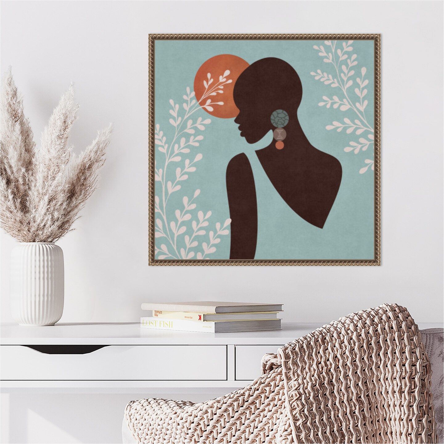 African Black Woman 01 Turkuaz by Emel Tunaboylu Framed Canvas Wall Art