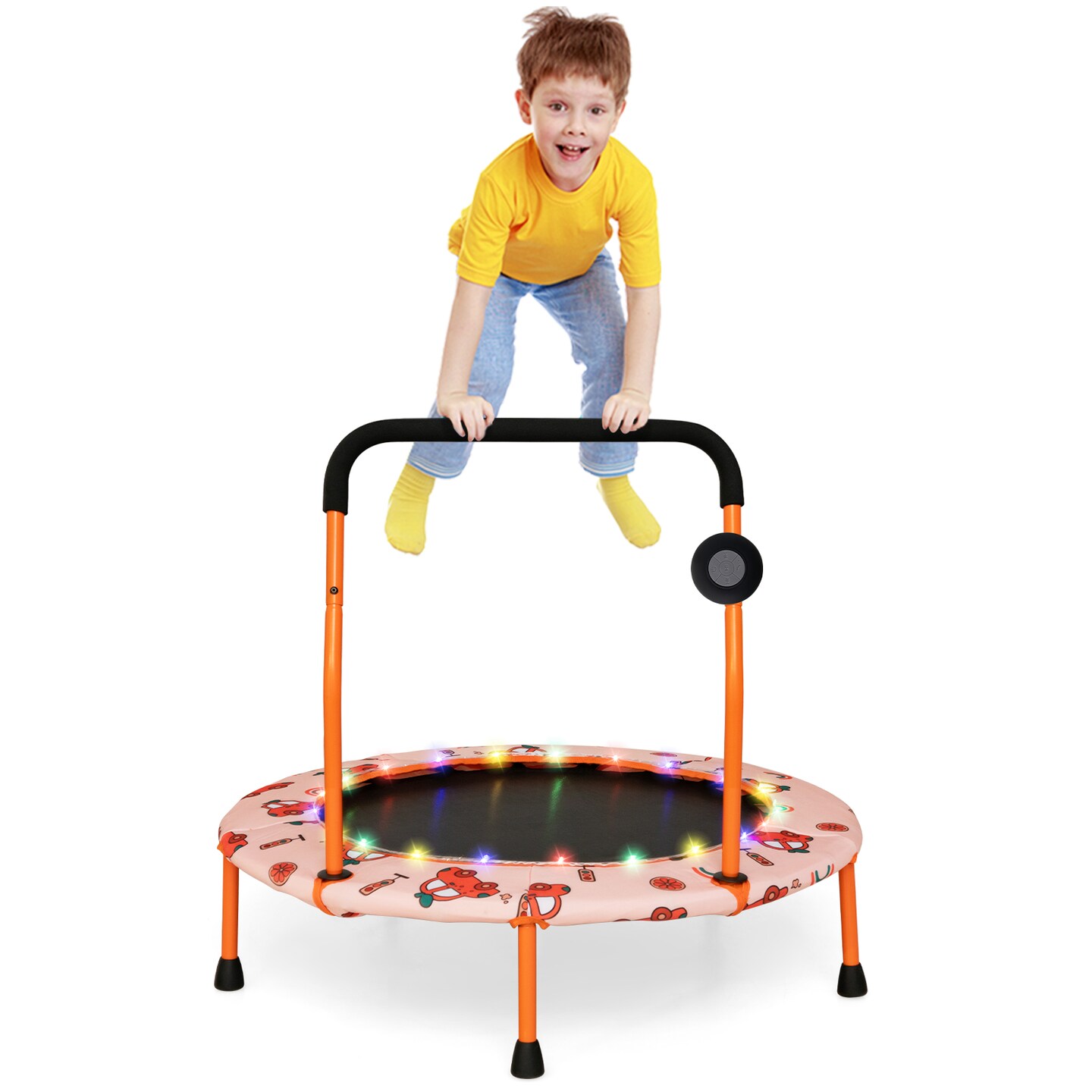 Kids Mini Trampoline with Music Lights Bluetooth Speaker Indoor Toddler Jumping Trampoline