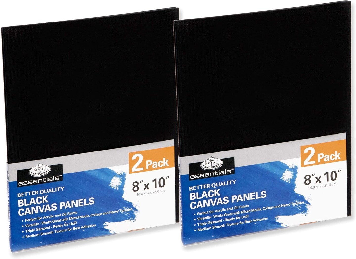 CNVB-BLK810-4 | Royal & Langnickel Essentials 8" x 10" Black Art Canvas Board, 4Pk