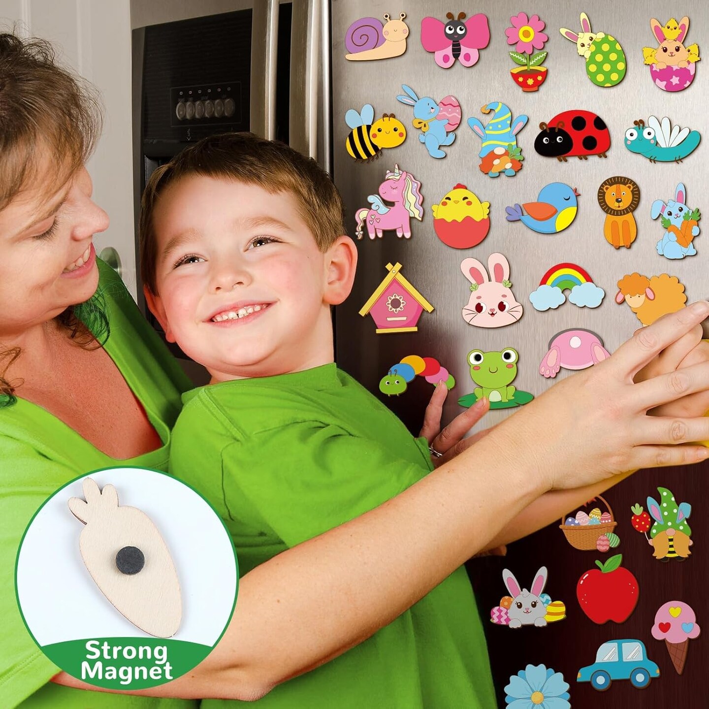 6 Pcs Spring Wooden Magnet Painting Craft Kit