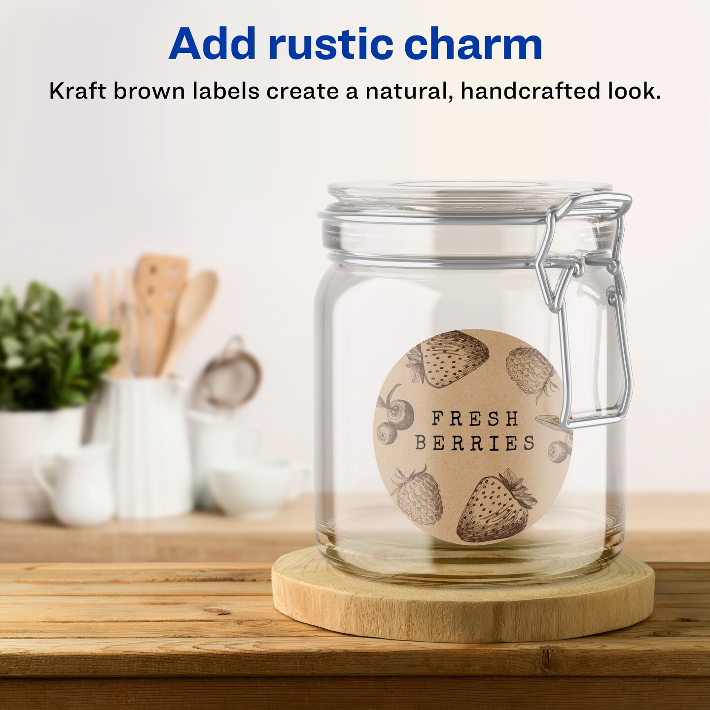 Avery Kraft Brown Round Labels with Sure Feed, 3.5&#x22; diameter