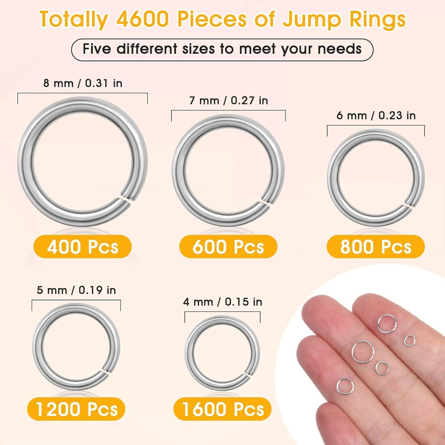 4600Pcs Silver Jump Rings with Jump Rings Open/Close Tools for Jewelry Making and Necklace Repair (Assorted Sizes)