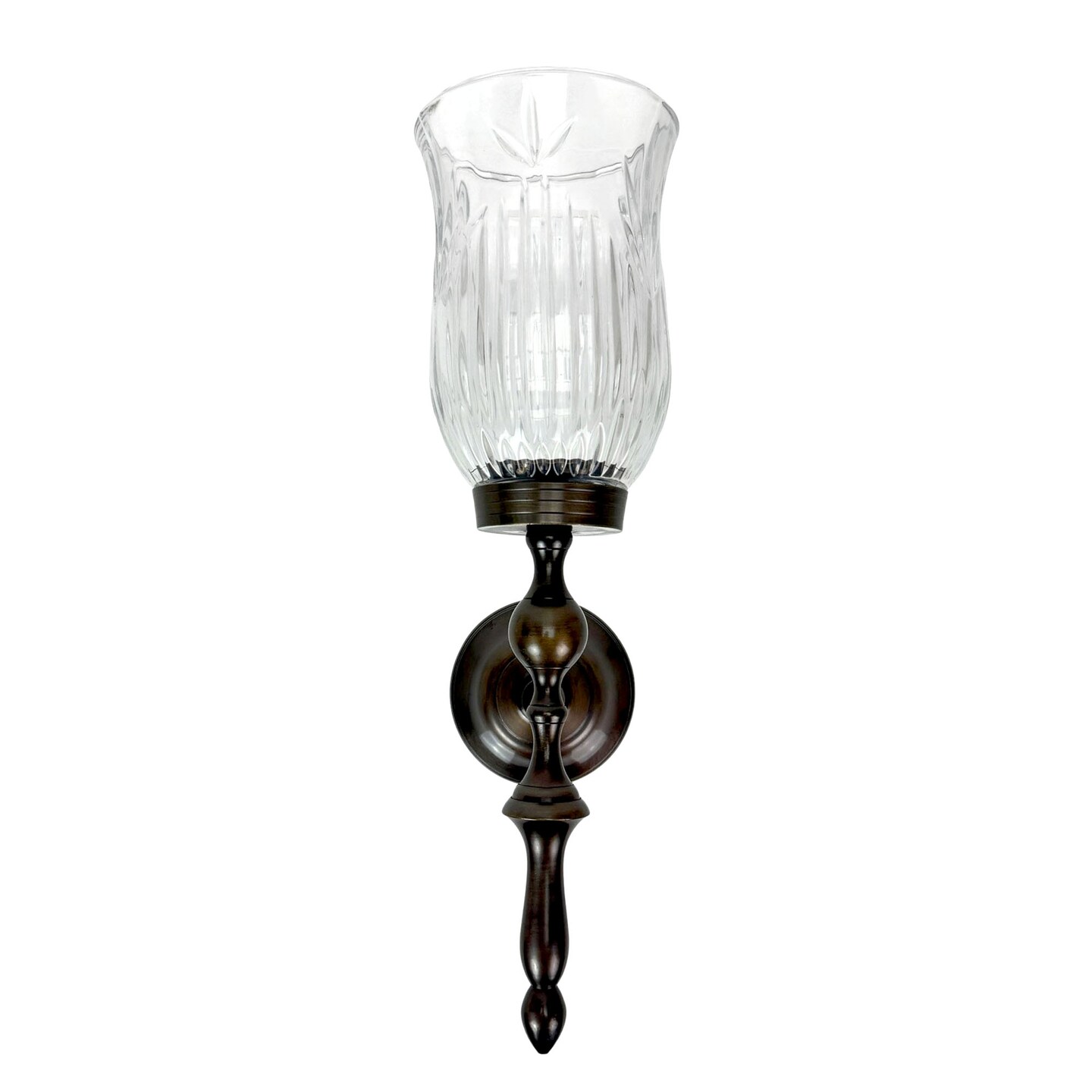 Bronze Metal and Swirled Glass Candle Sconce Wall Mounted Multiple Sizes