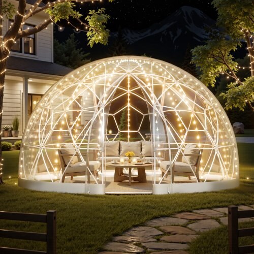 Outdoor PVC Bubble Dome 12x7.2 ft, Garden Igloo Tent for Patio Party Camping