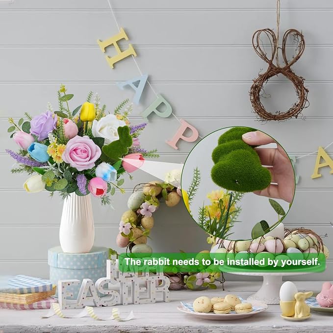 Artificial Flowers for Decorations Fake PU Tulips and Roses Colorful Flowers Faux Flowers Arrangements for Home Summer Wedding Table Centerpieces Vase Decor (13.38"")