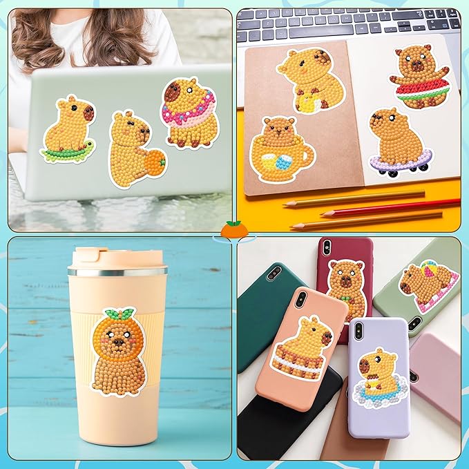 Capybara Diamond Art Kits - 12 Spring Easter Capybara 5D DIY Creative Art Craft Mosaic Sticker for Kids&Adult Painting Craft Beginner Digital Diamond Parent Child Activity Kit Birthday Gift