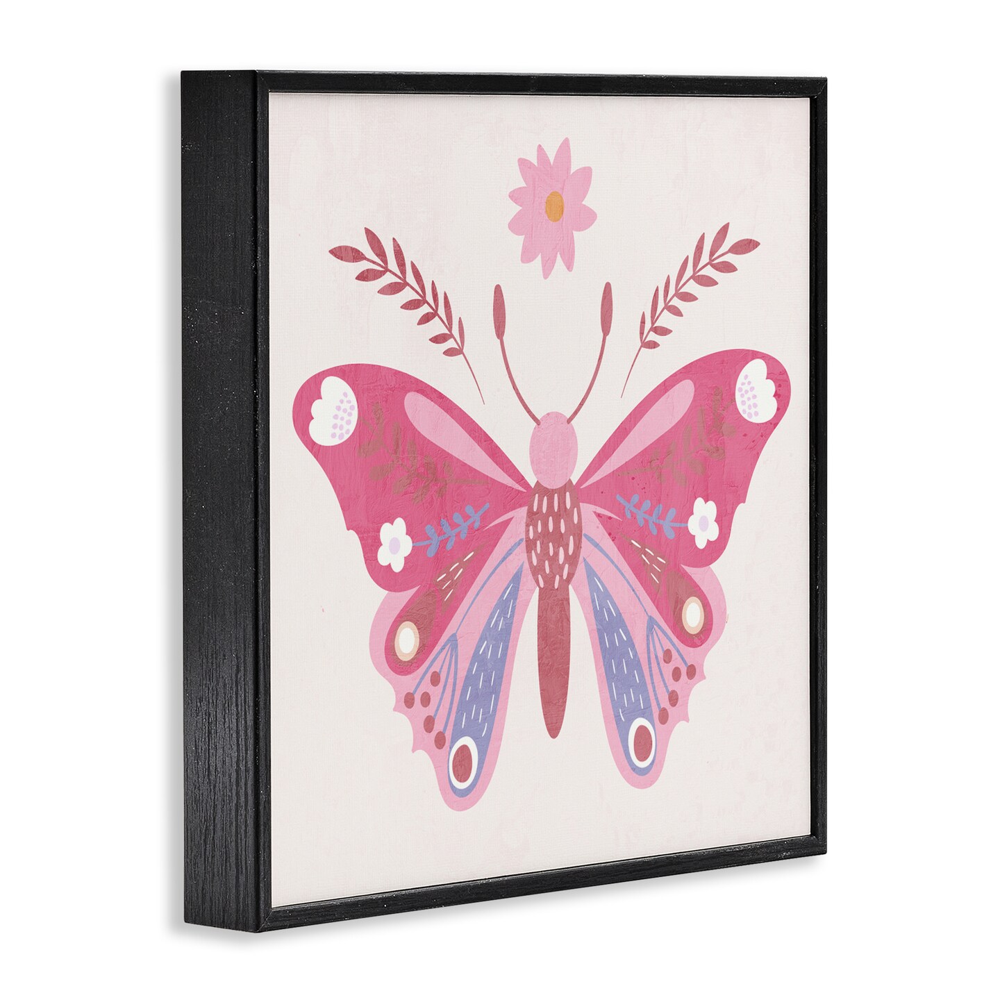 Stupell Industries Folk Butterfly in Pink Framed Giclee, design by Kim Allen