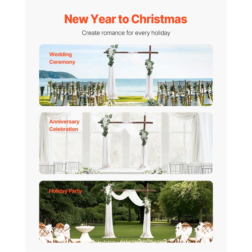 Artificial Wedding Arch Flowers Set with Drapes, Floral Backdrop Decor Kit