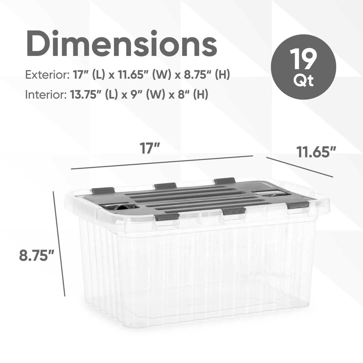 Superio Storage Box with Hinged Lids, Plastic Container Bins for Organizing with Attached Lid, Stackable Crates, BPA Free, Organizers for Home, Office, Dorm