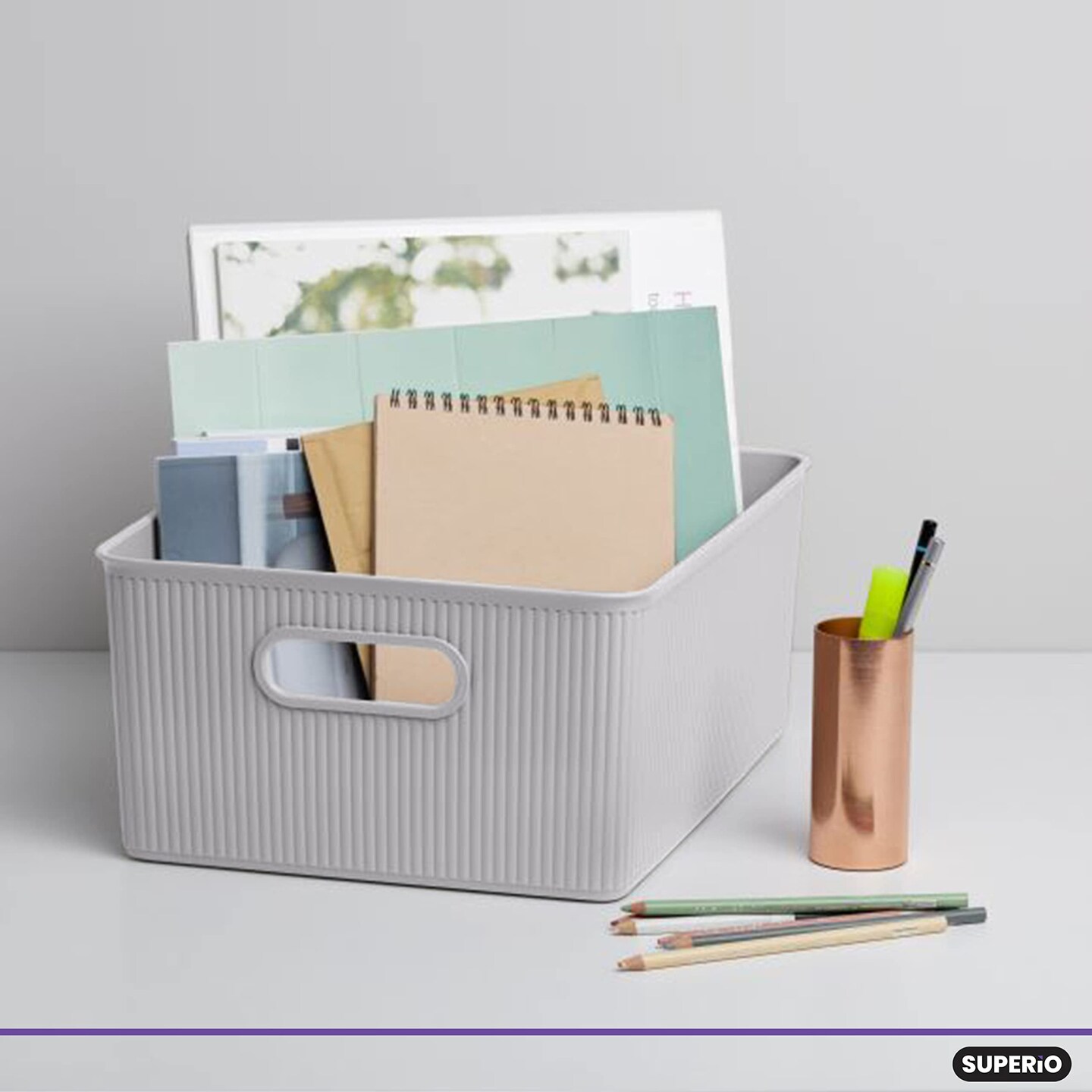 Superio Plastic Storage Container Bins, Organizer Baskets, Boxes for Organizing Closet Shelves Drawer Shelf