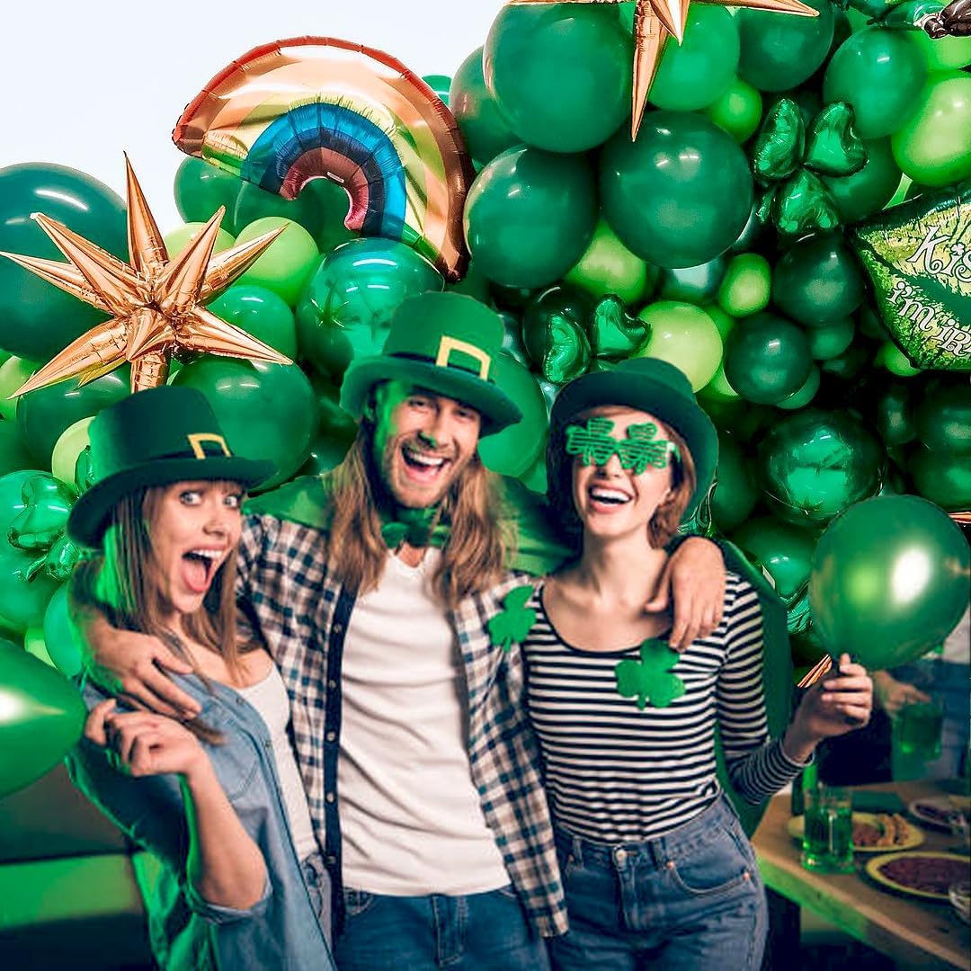 Green Balloons, 50pcs 12 Inch Different Shades Dark Green Emerald Green Lime Green Metallic Green Latex Balloons for Patrick&#x27;s Day Green Jungle Forest Themed Birthday Party Decoration
