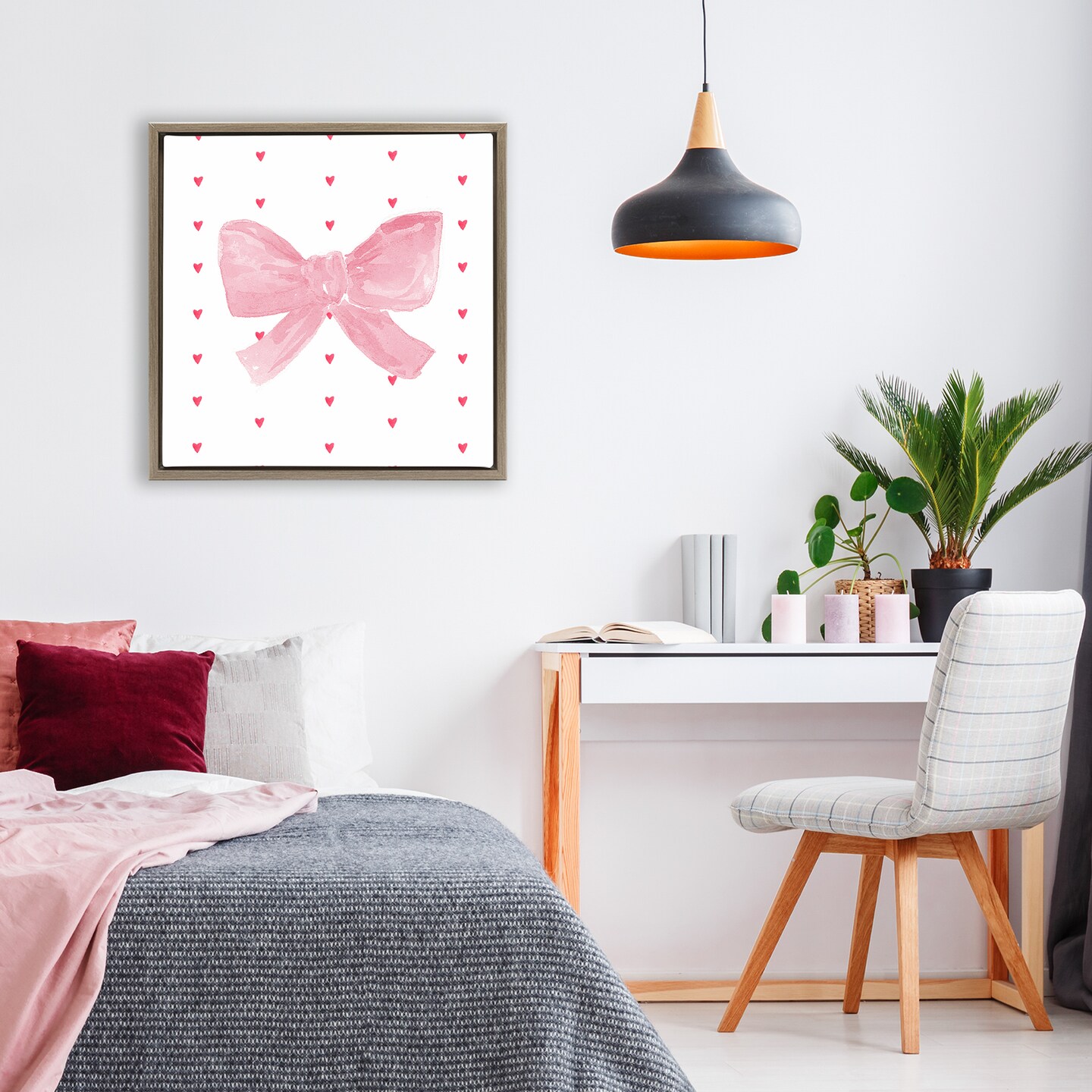 Stupell Industries Pink Bow on Hearts Floating Frame, design by Lucille Price