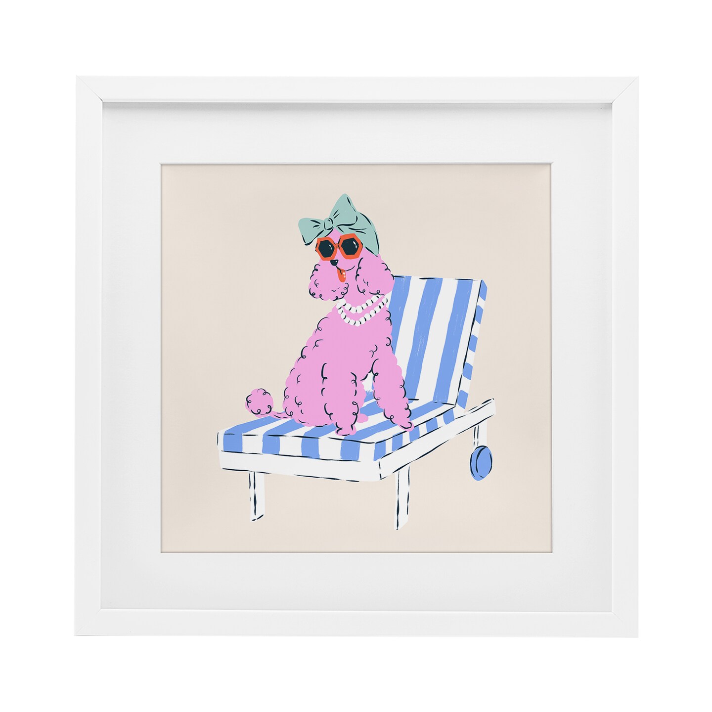 Stupell Industries Trendy Poodle Lounge Chair Framed Print Under Glass, design by Krissy Mast