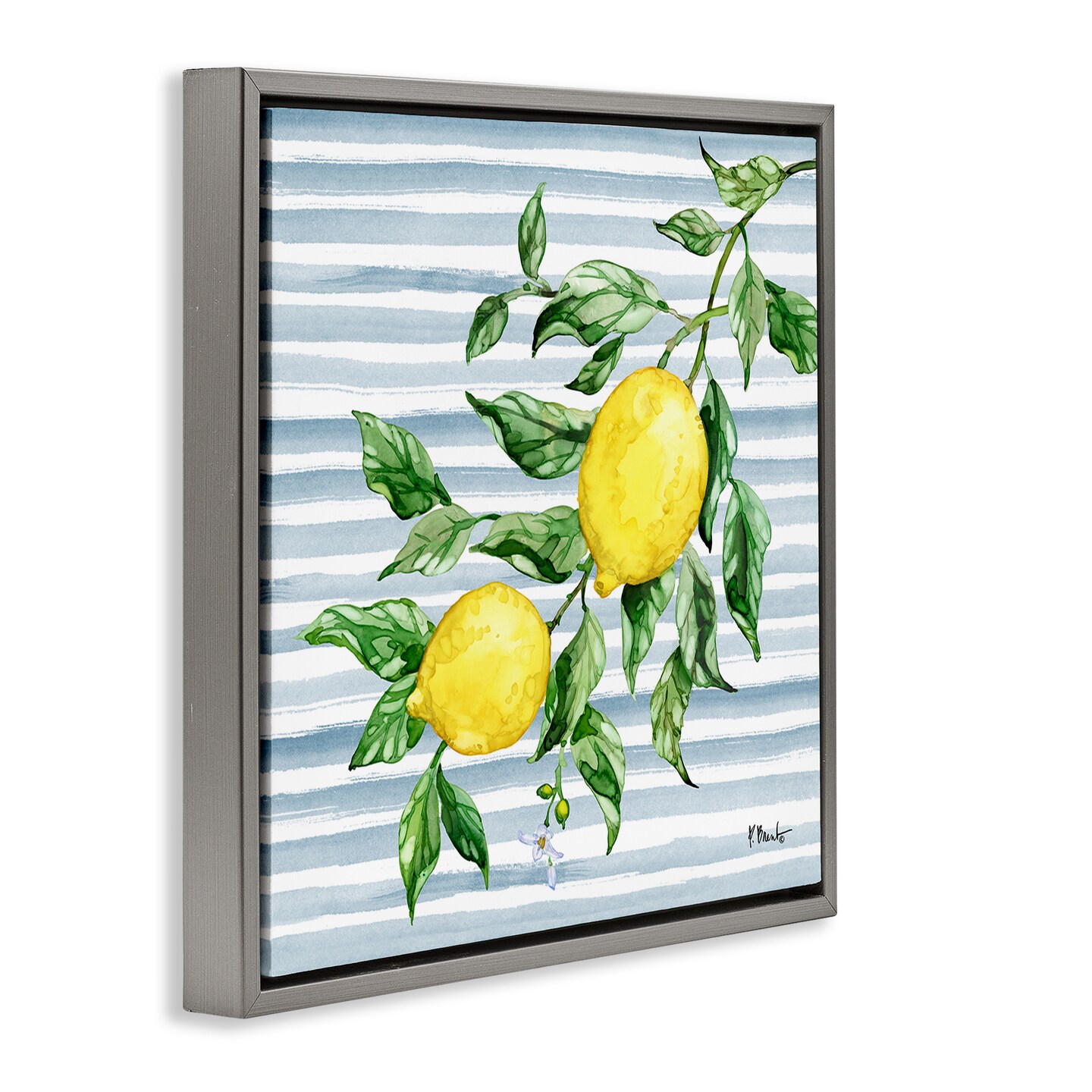 Stupell Industries Juicy Lemon Vine on Blue Floating Frame, design by Paul Brent