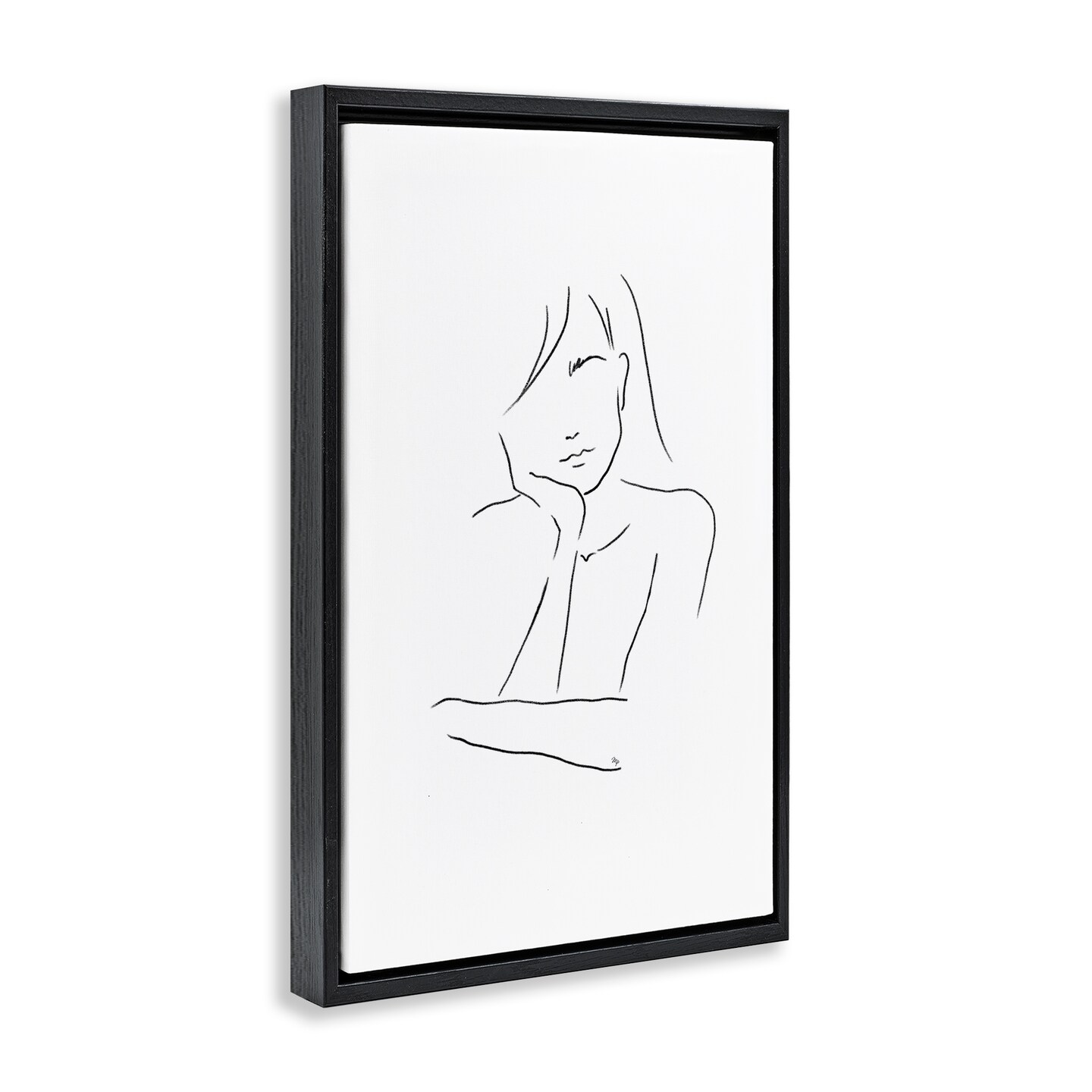 Stupell Industries Sad Female Line Drawing Floating Frame, design by Martina Pavlova