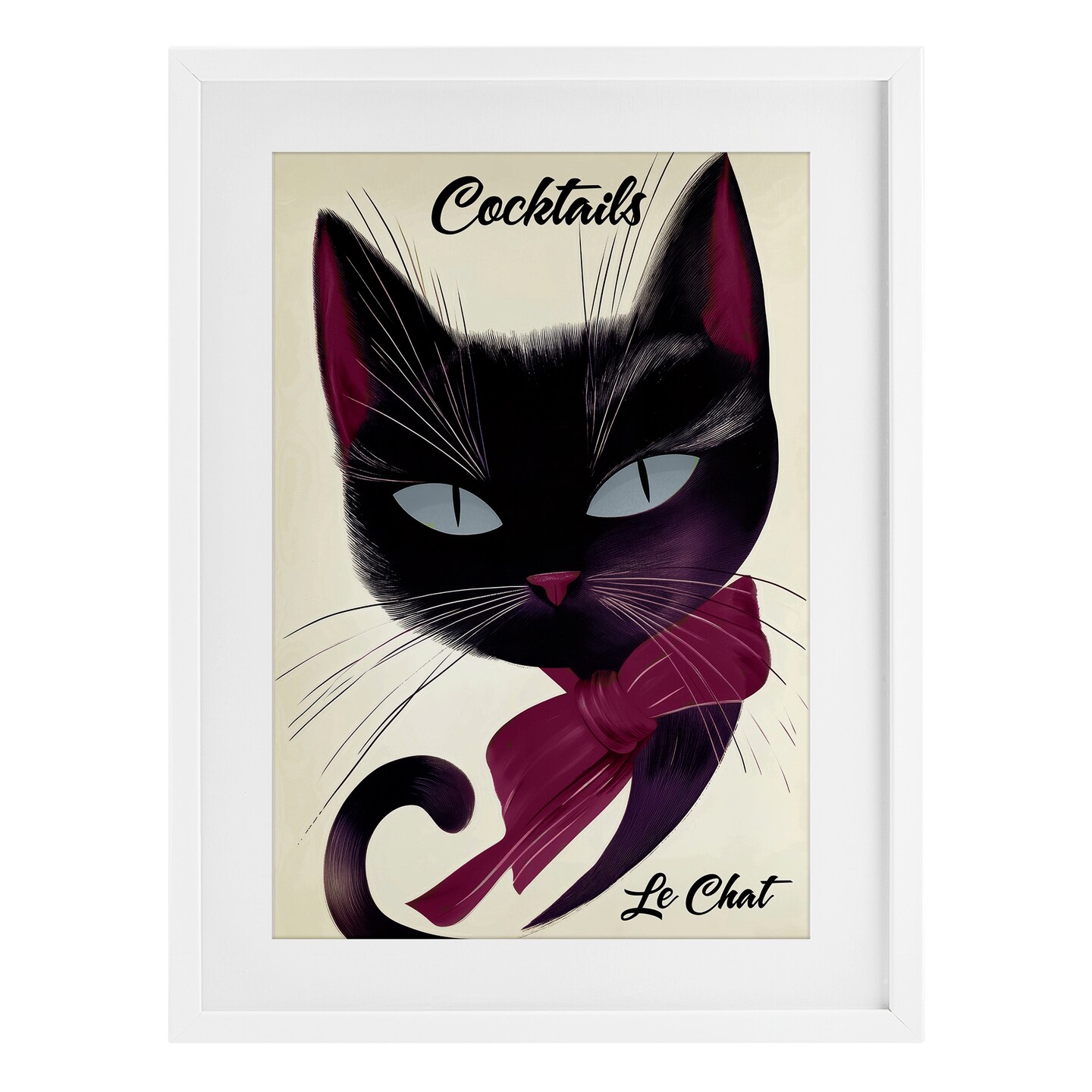 Stupell Industries Cocktails Le Chat Poster Framed Print Under Glass, design by Annabelle Hall
