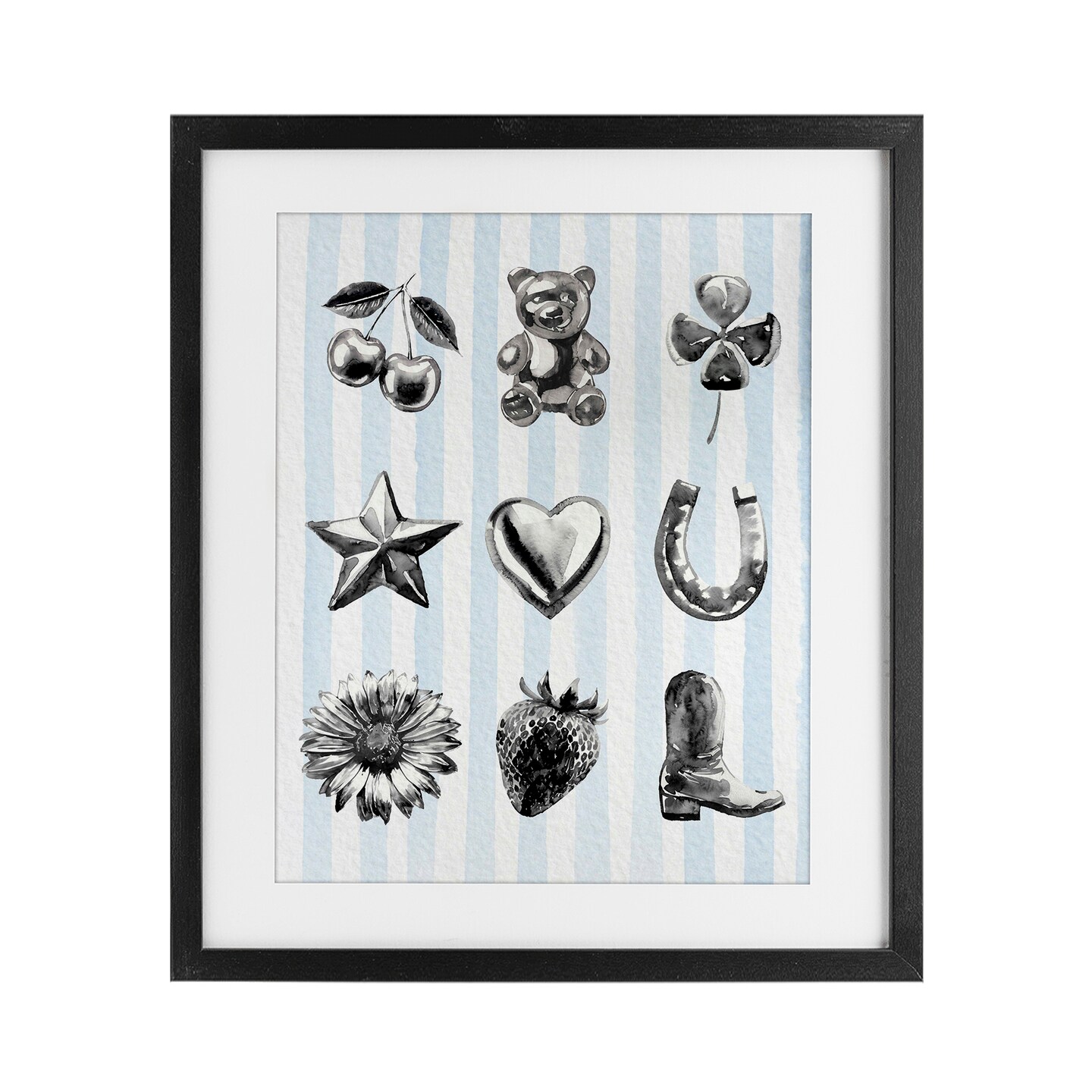 Stupell Industries Glam Western on Blue Framed Print Under Glass, design by Lil' Rue