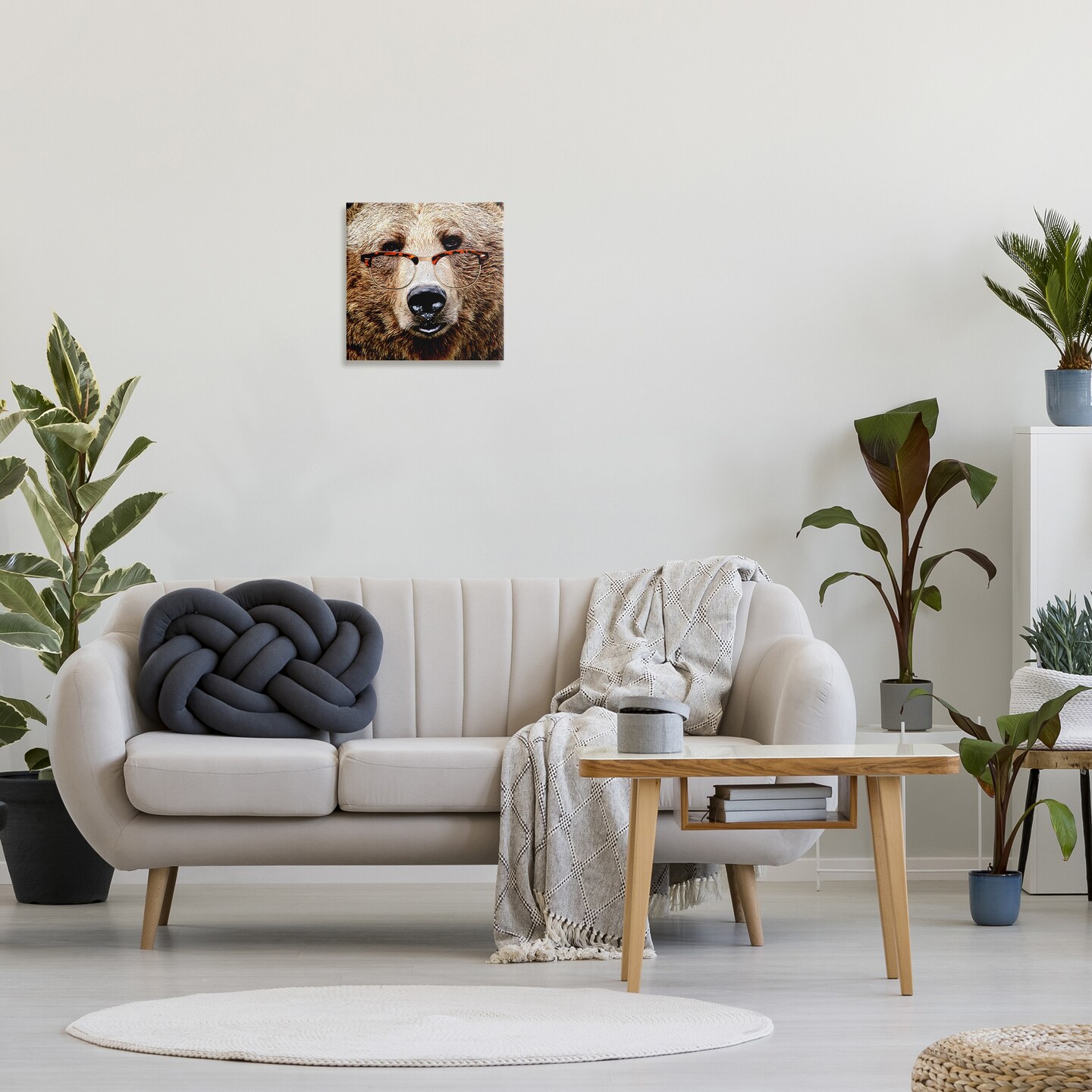 Stupell Industries Grizzly Bear with Glasses Canvas Wall Art