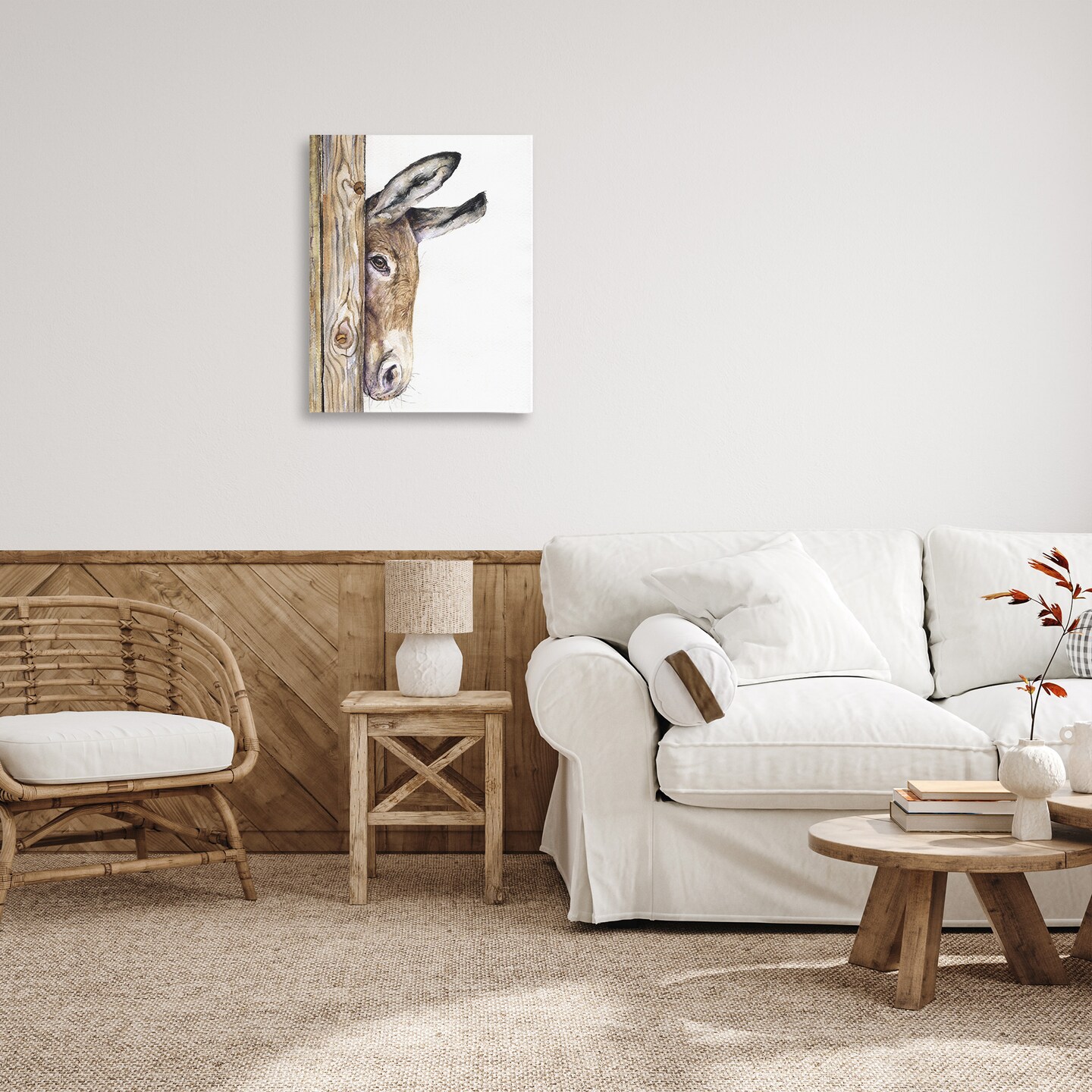 Stupell Industries Baby Donkey Animal Watercolor Canvas Wall Art