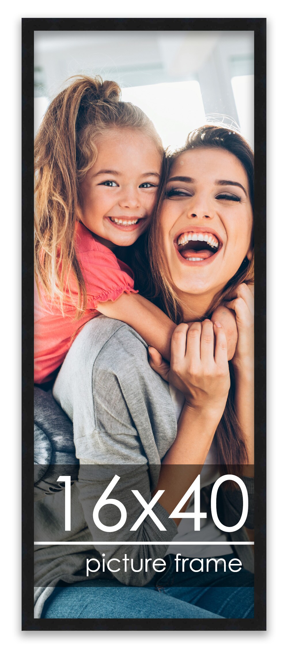 16x40 Black Wood Picture Panoramic Frame - UV Acrylic, Foam Board Backing, Hanging Hardware