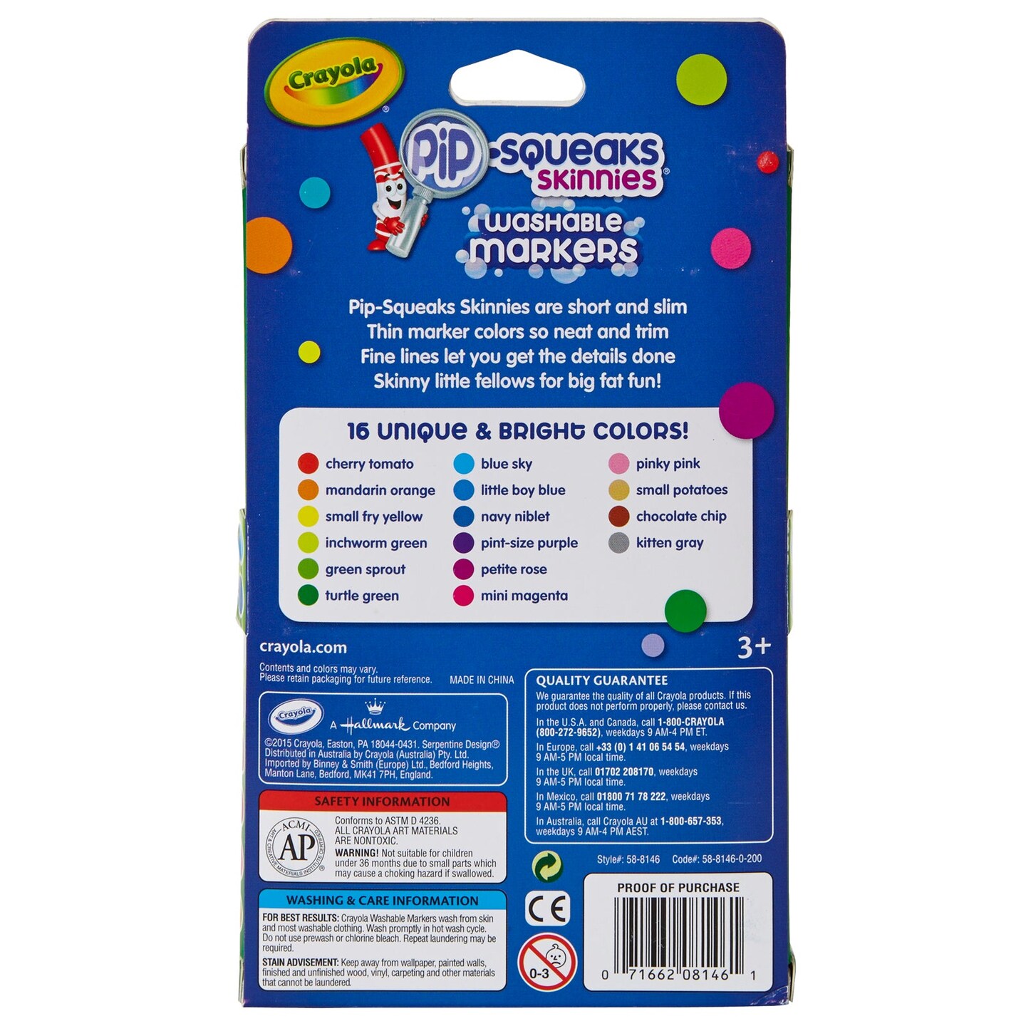 Pip-Squeaks&#x2122; Skinnies&#x2122; Markers, Fine Tip, 16 Colors