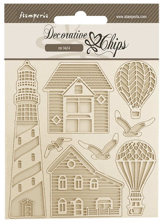 Stamperia Decorative Chips 5.5&#x22;X5.5&#x22;-Sea Land Lighthouse
