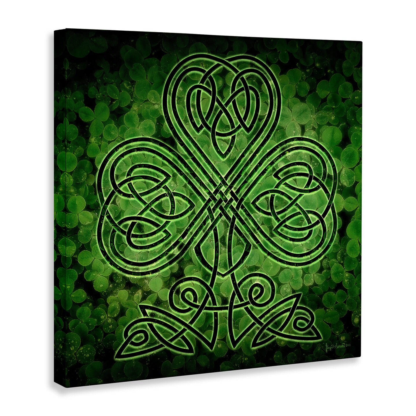 Stupell Industries Green Celtic Shamrock Knot Canvas Wall Art