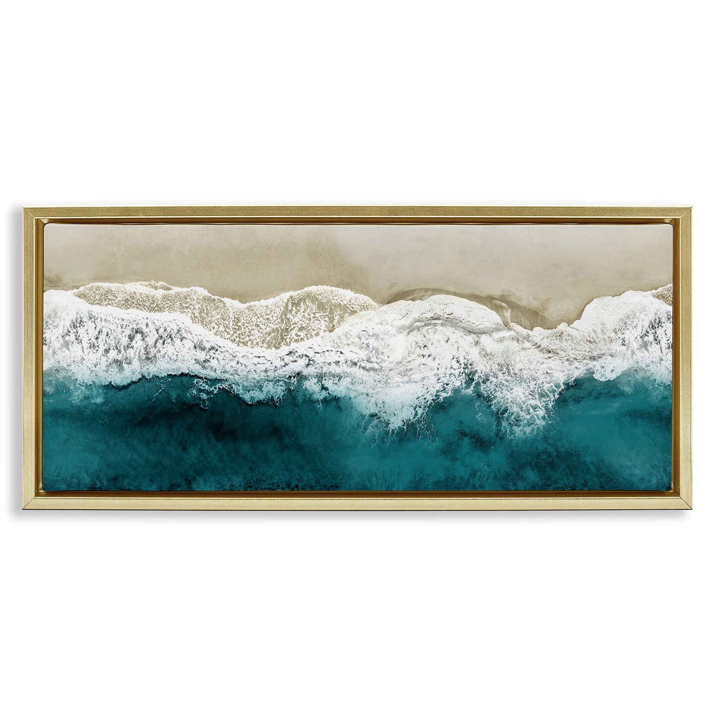 Stupell Industries Foamy Beach Coast Deep Ocean Framed Floater Canvas Wall Art