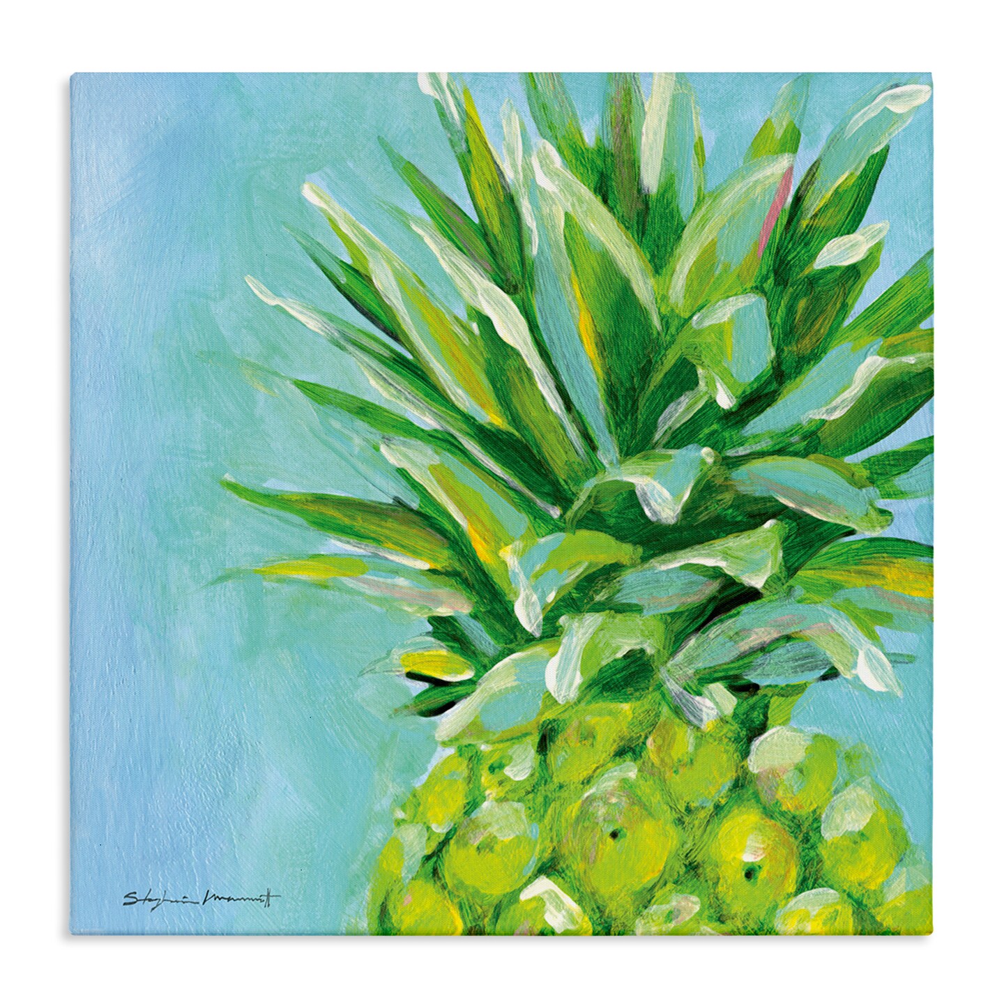 Stupell Industries Tropical Blue Pineapple Fruit Canvas Wall Art