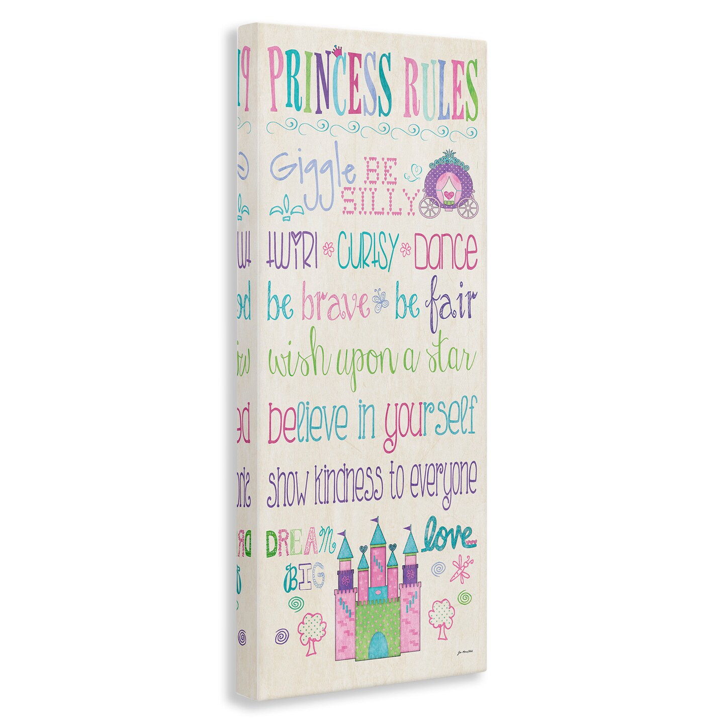 Stupell Industries Princess Rules With Castle &#x26; Carriage Canvas Wall Art