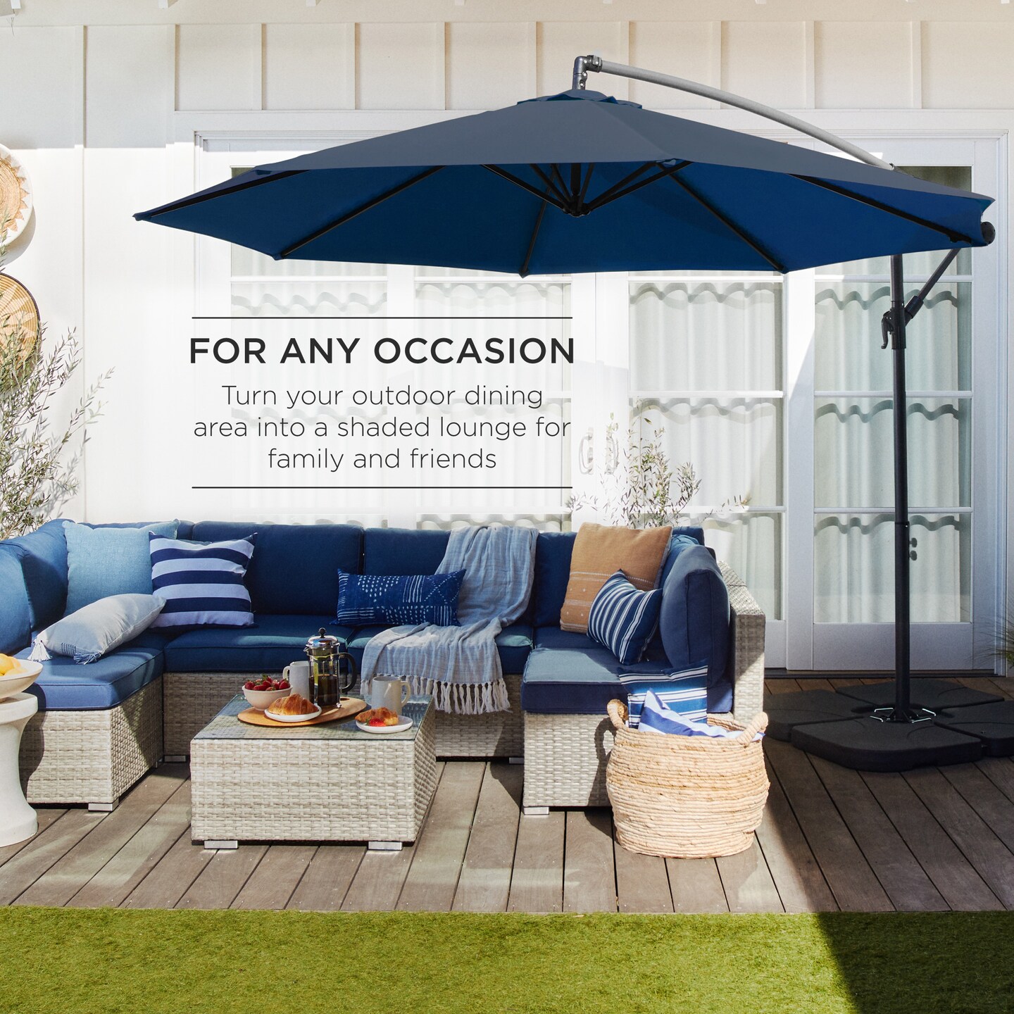 Best Choice Products 10ft Offset Hanging Outdoor Market Patio Umbrella w/ Easy Tilt Adjustment