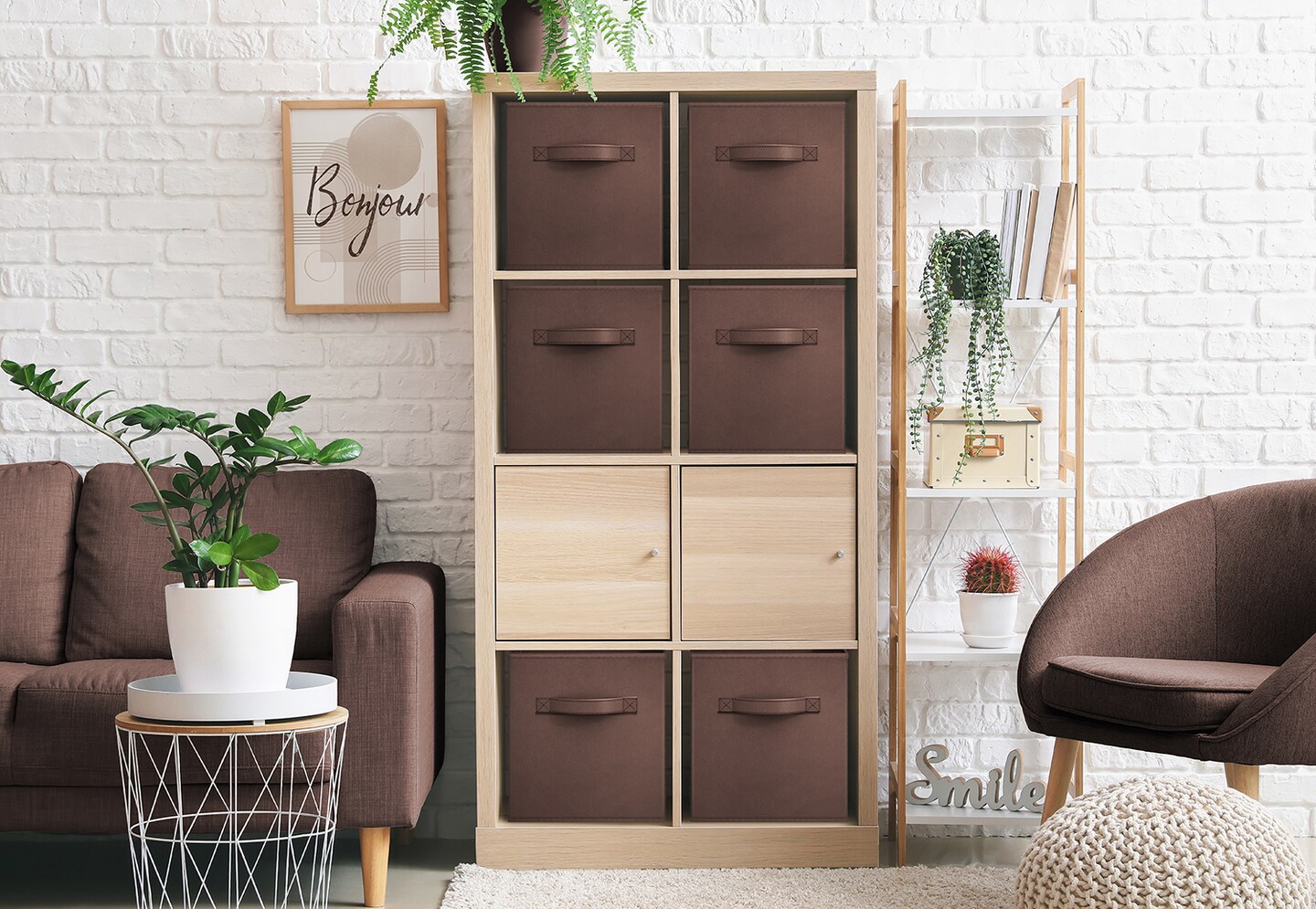 Sorbus Fabric Storage Cubes, Large 13 Inch Storage Bins, Foldable Cube Baskets with Handle, 1-Pc Neutrals