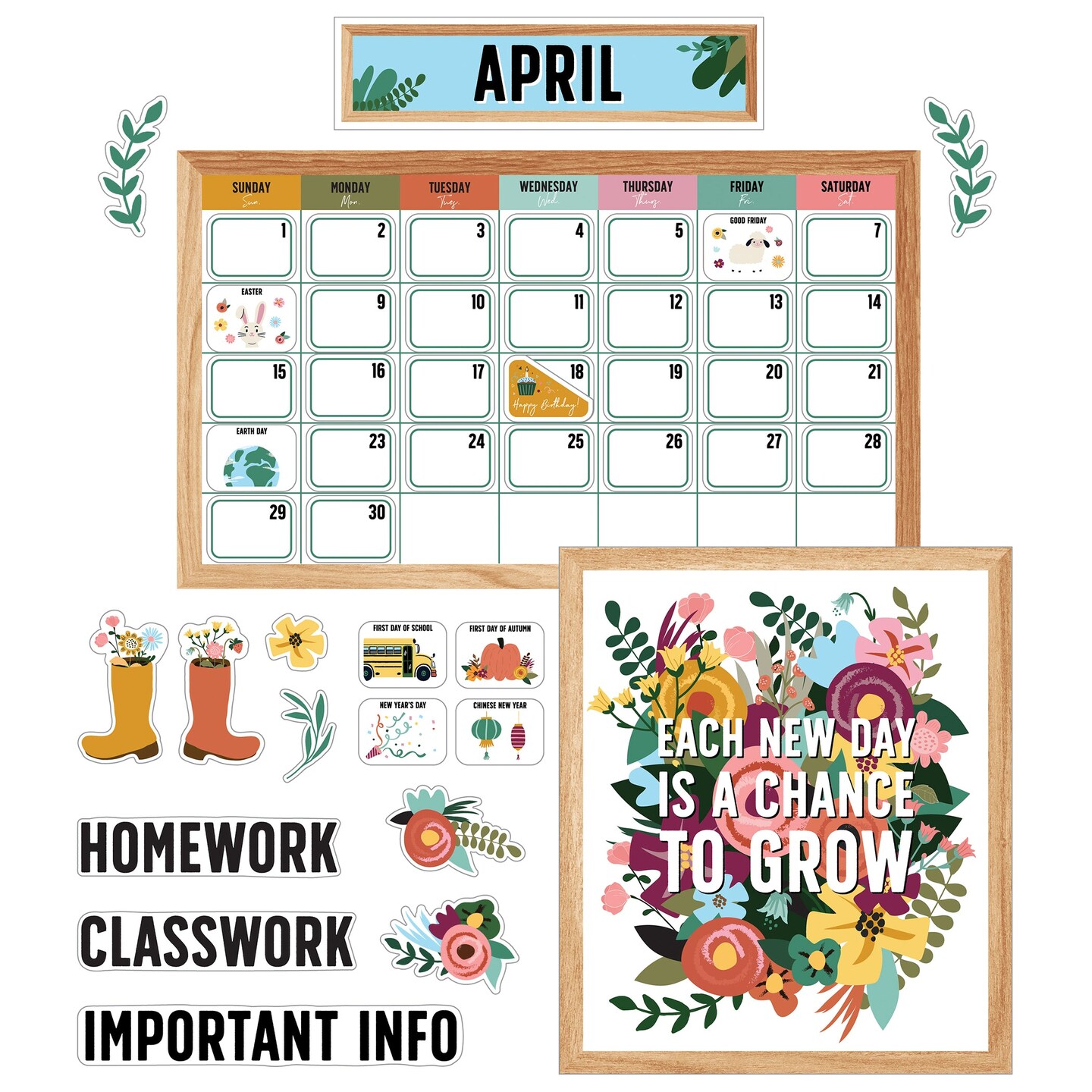Grow Together Calendar Bulletin Board Set | Michaels