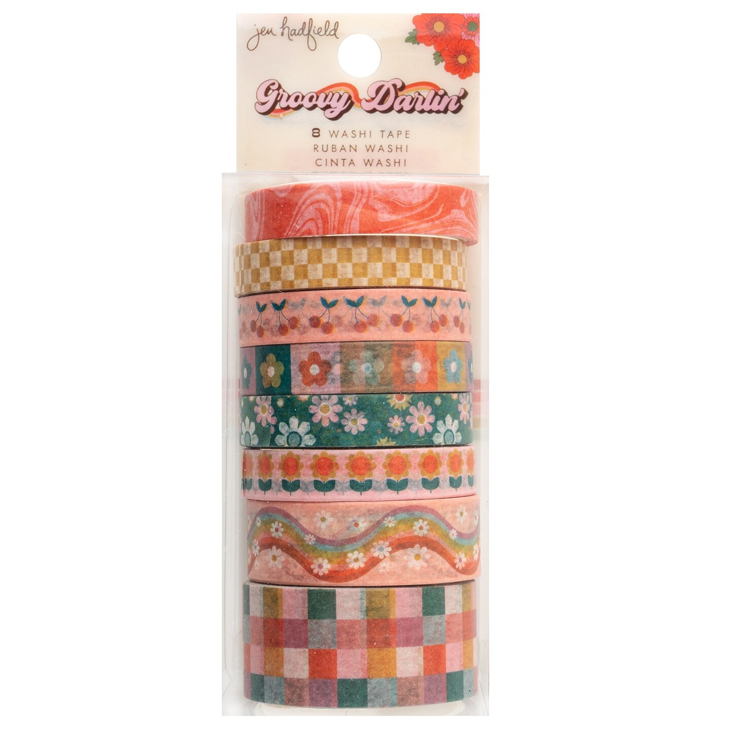 Jen Hadfield Groovy Darlin&#x27; Washi Tape-8 Pieces