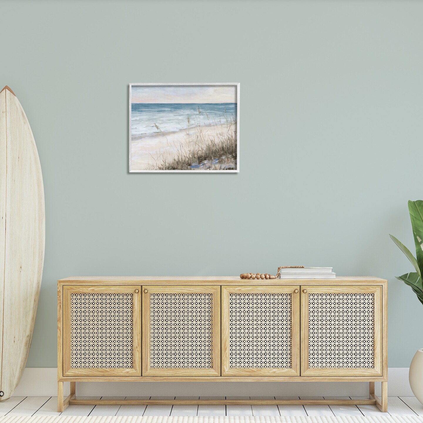 Stupell Industries Traditional Beach Coast Line Framed Giclee Art