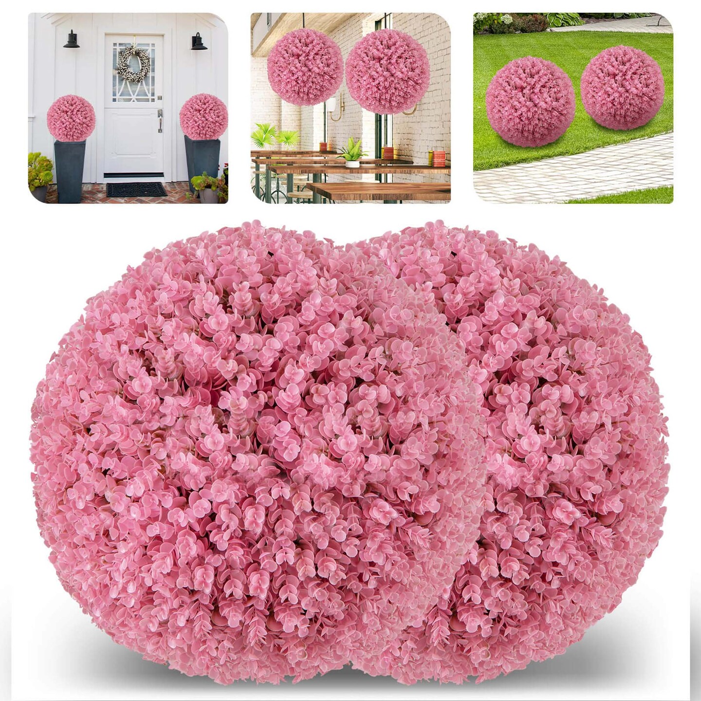 Costway 2 PCS Artificial Plant Topiary Ball 17.5" Faux Decorative Balls for Indoor Outdoor
