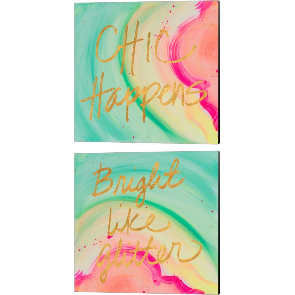 Chic Glitter by Nola James 14&#x22; x 14&#x22; Canvas Wall Art (Set of 2)