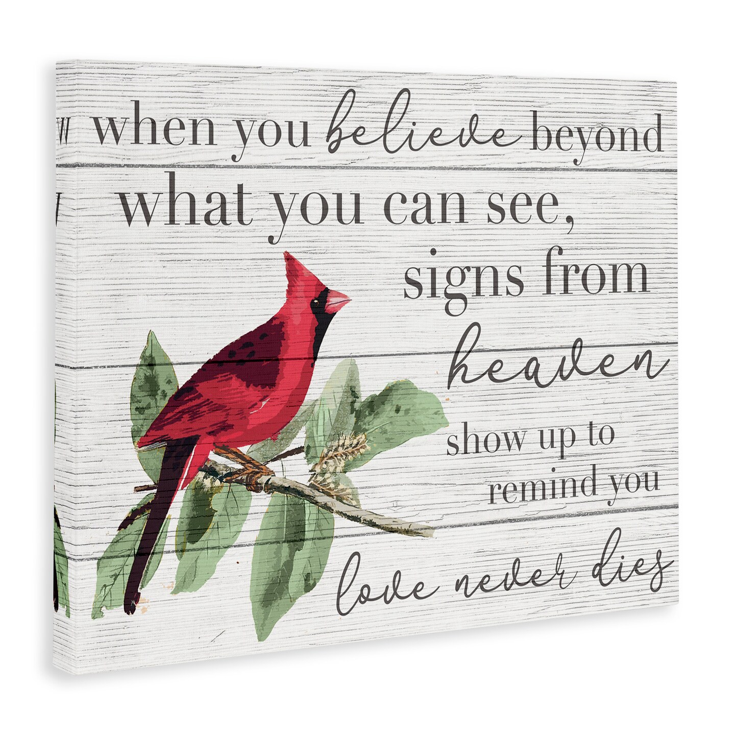 Stupell Industries Love Never Dies Inspirational Cardinal Canvas Wall Art