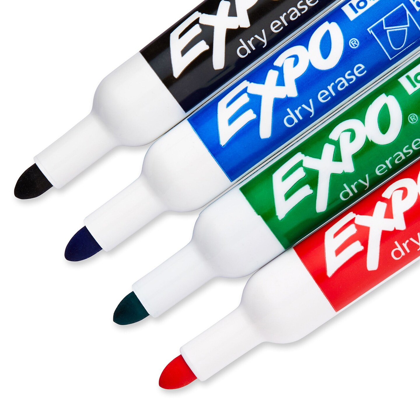 Low-Odor Dry Erase Markers, Bullet Tip, Assorted Colors, Pack of 4