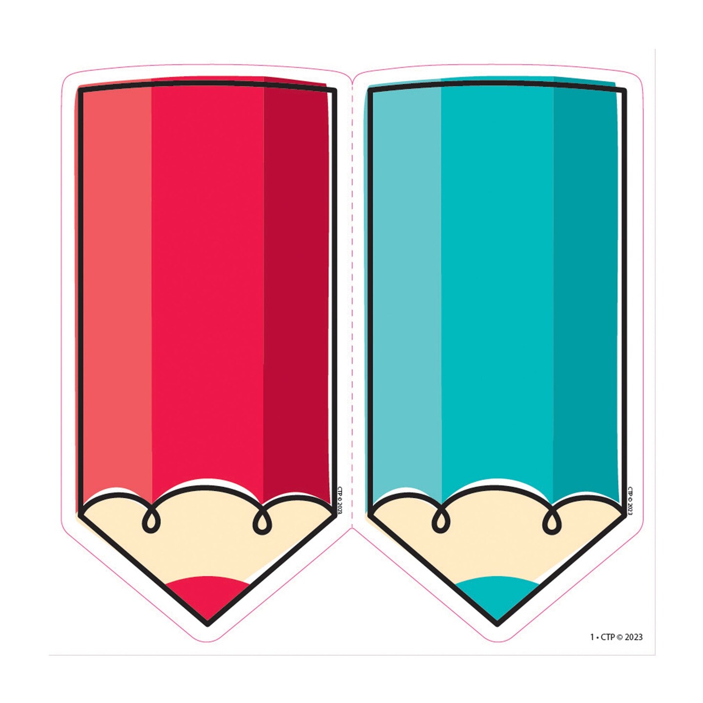 Core Decor Colorful Doodle Pencils 6 Inch Designer Cut-Outs, Pack of 72