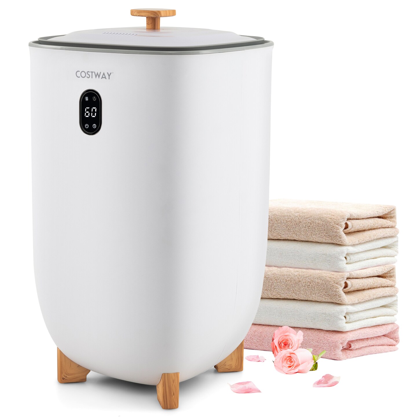 Costway 35L Large Towel Warmer Bucket Home Towel Warmer for Wet Tower White