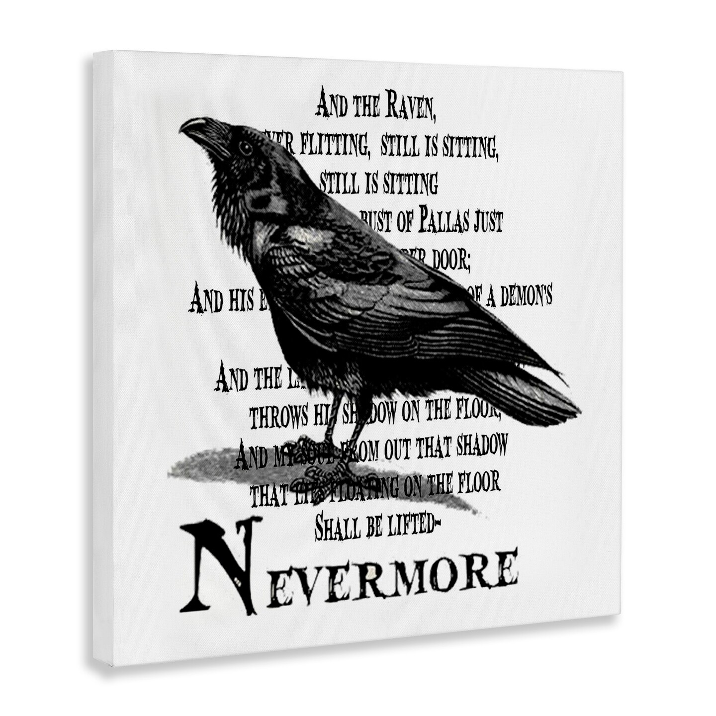 Stupell Industries Creepy Halloween Black Crow Raven Canvas Wall Art