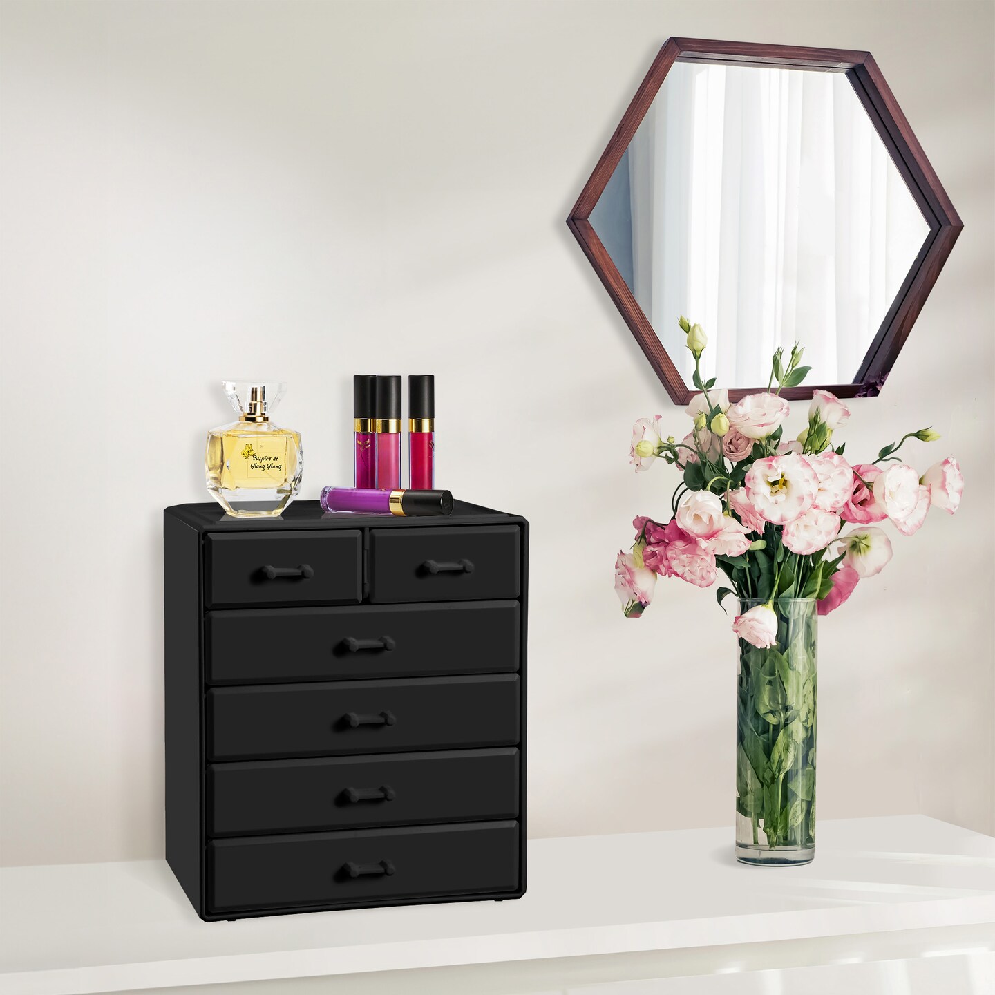 Sorbus Acrylic Makeup Organizer - Organization and Storage Case for Cosmetics, Skin Care, Make Up, &#x26; Jewelry with 4 Large, 2 Small Drawers