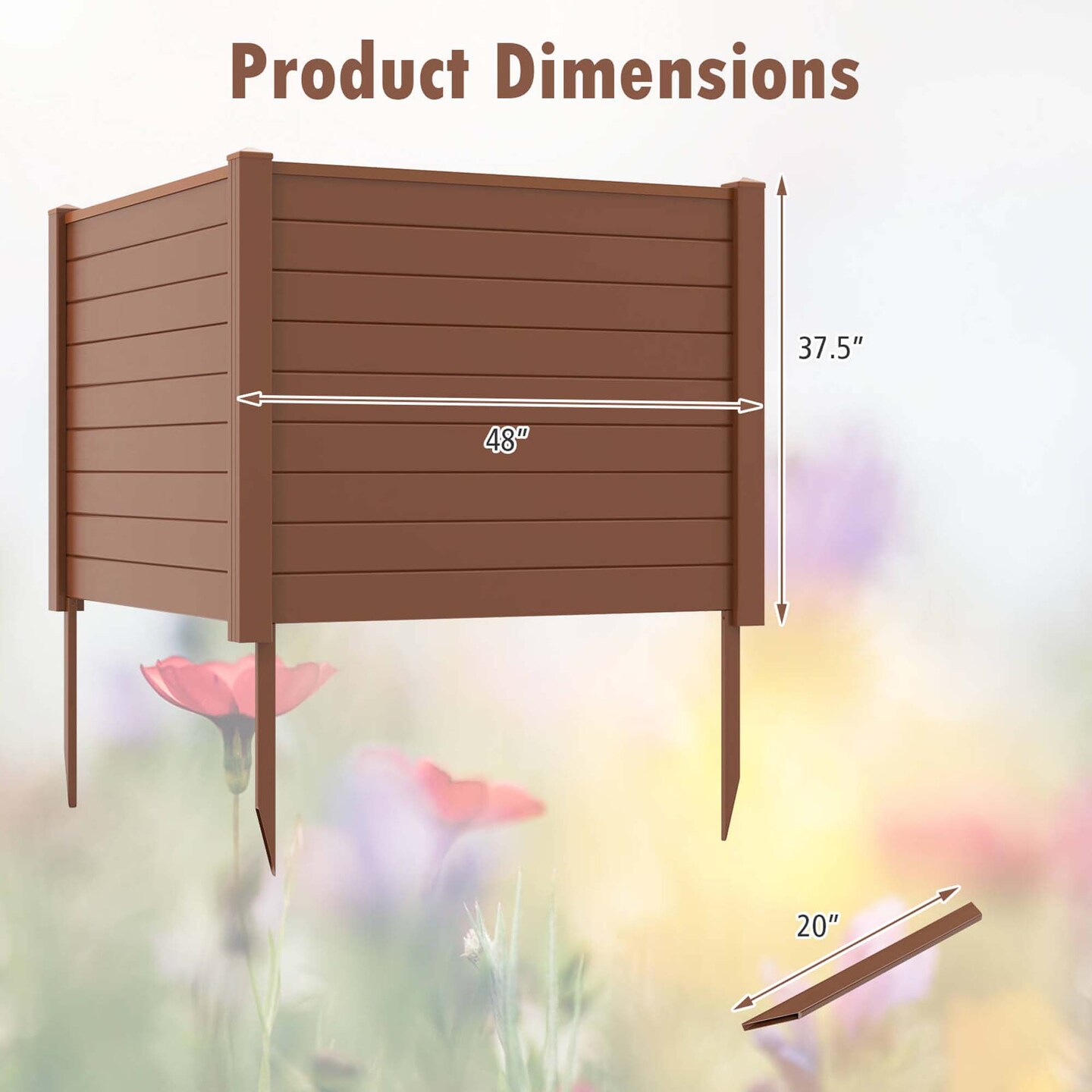 Costway 2/4 Pack 48" x 37.5" Air Conditioner Fence Screen Panel Kit with 3 Ground Stakes Brown