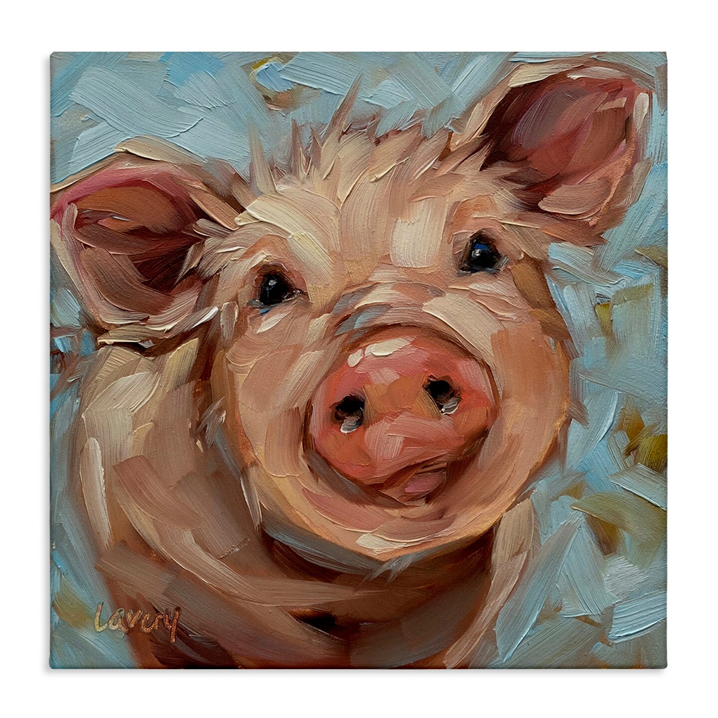 Stupell Industries Modern Pig Portrait Farm Animal Canvas Wall Art