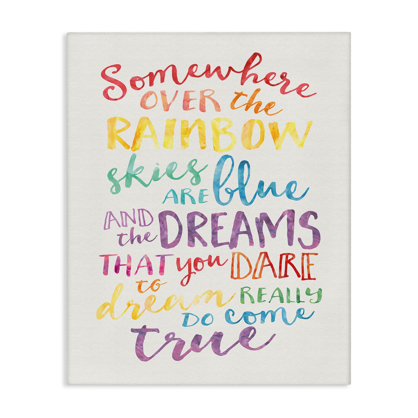 Stupell Industries Rainbow Lyrics Watercolor Canvas Wall Art
