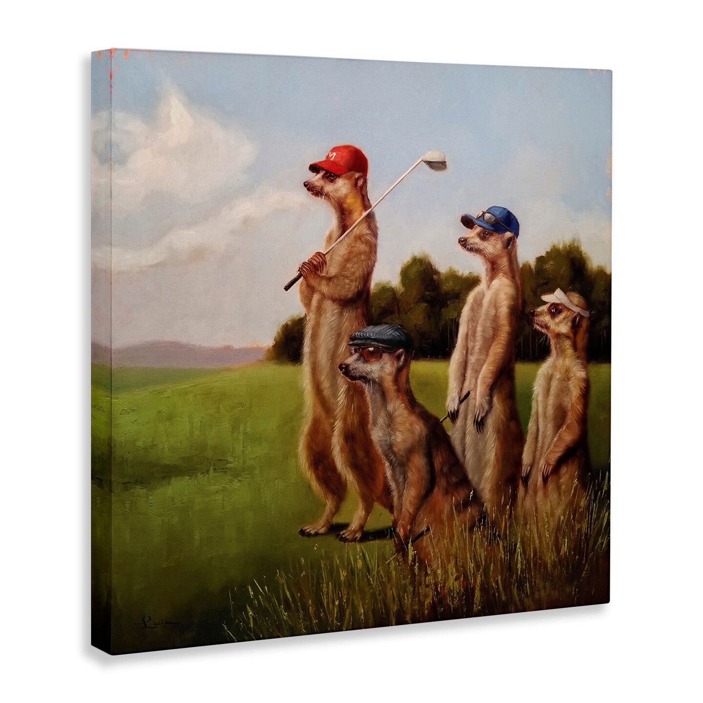 Stupell Industries Meerkats Playing Golf Canvas Wall Art