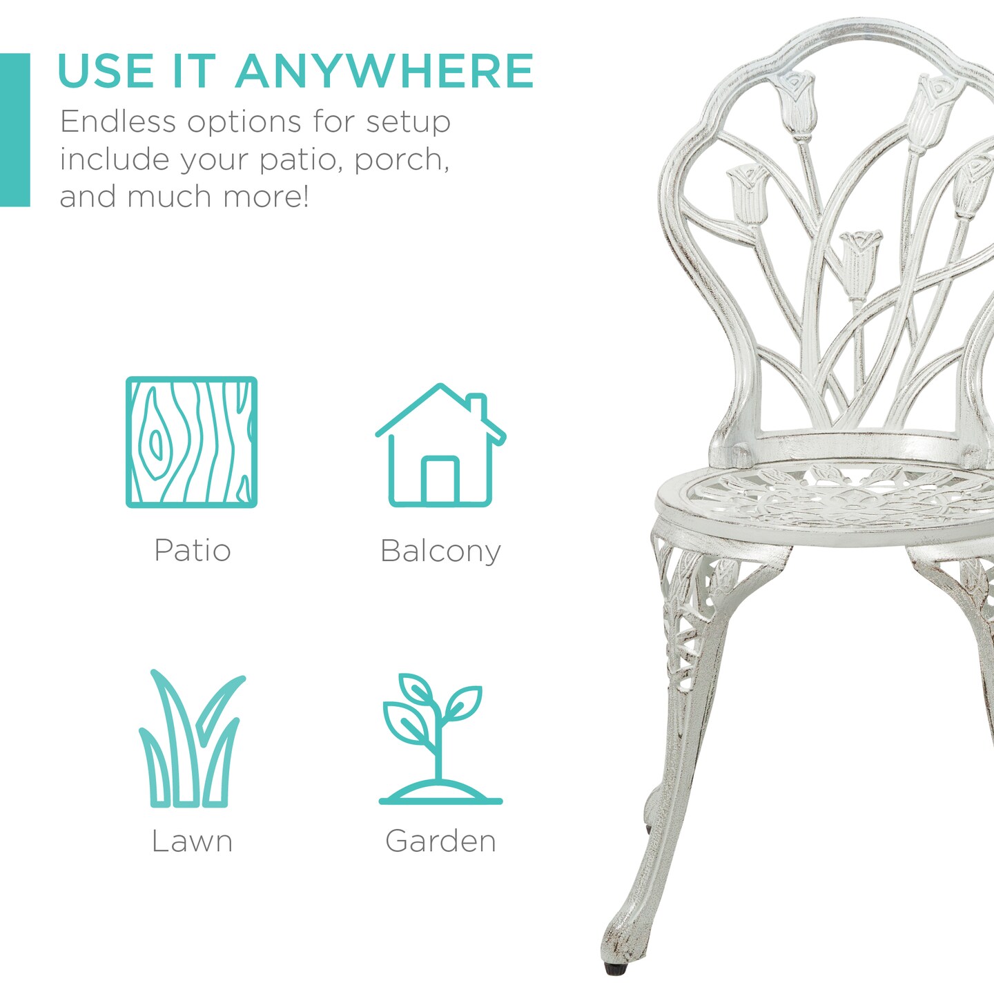 Best Choice Products 3-Piece Cast Aluminum Patio Bistro Furniture Set w/ Antique Finish
