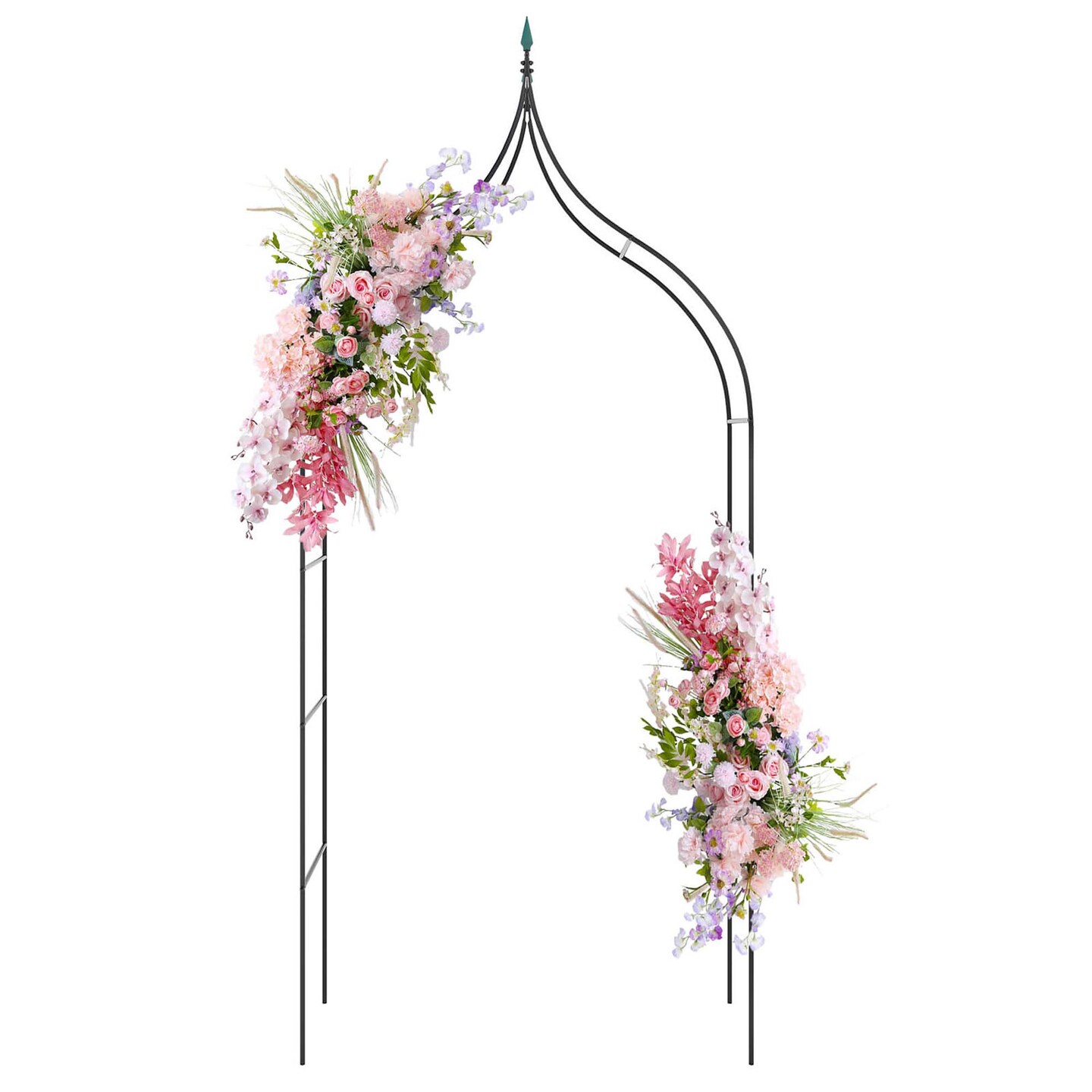 Costway 1/2 PCS Garden Arbor with Multiple Side Crossbars Powder-coated Metal Tubes
